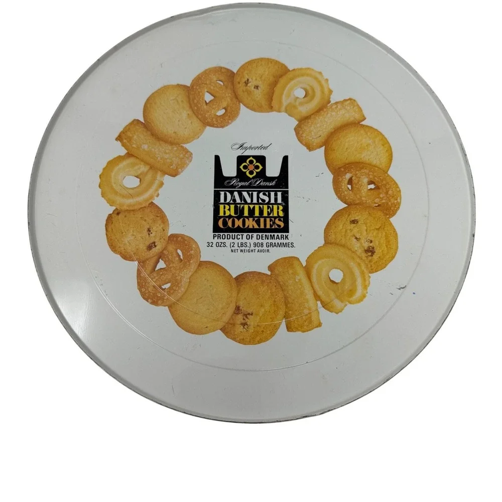 Vintage Royal Dansk Covered Cookie Tin Retro 1970s Danish Modern Hedebo
